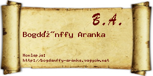 Bogdánffy Aranka névjegykártya