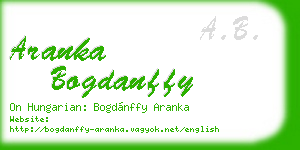 aranka bogdanffy business card
